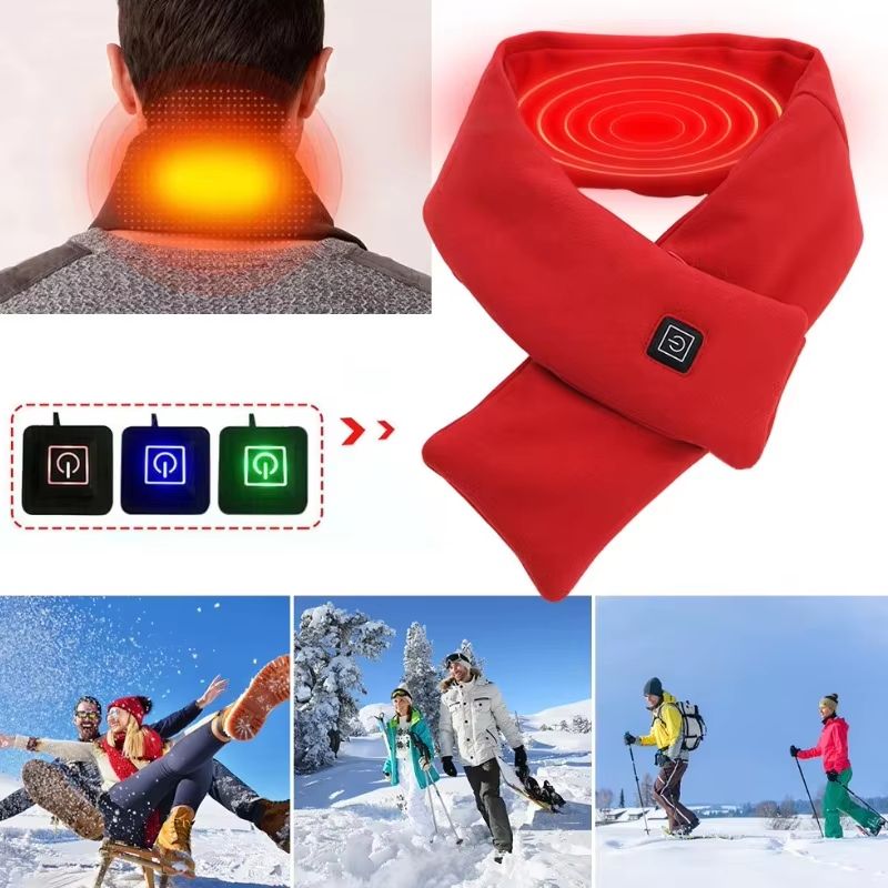 USB Heated Scarf With 3Gear Temperature Control Fleece Wrap Electric Neck Warmer 1