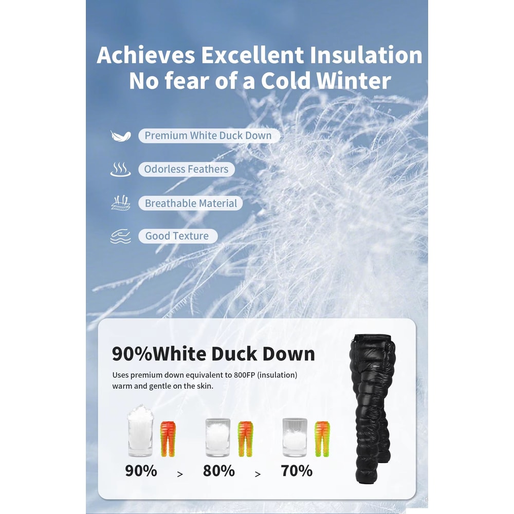 MAPLEAF Ultralight Warm Down Pants 800FP Windproof Waterproof Ski Snow Trousers 1