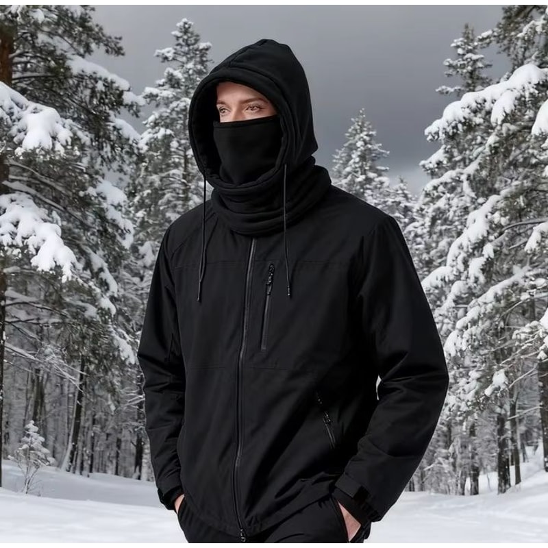 Unisex Winter Knit Balaclava Hood Windproof Mask With Drawstring 1