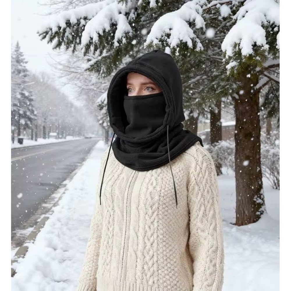 Unisex Winter Knit Balaclava Hood Windproof Mask With Drawstring 4