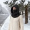 Unisex Winter Knit Balaclava Hood Windproof Mask With Drawstring 4