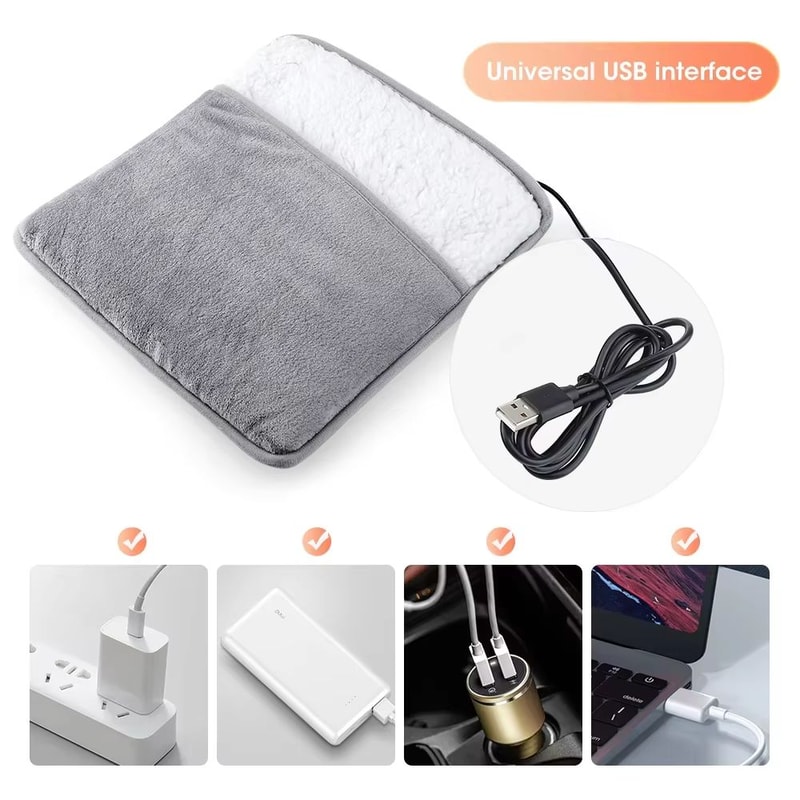 USB Electric Heated Foot Warming Pad Soft Plush Washable Foot Warmer Heater Mat 3