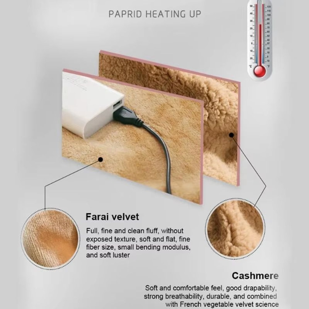 USB Cordless Heated Blanket Soft Electric Heating Shawl Blanket For Winter Comfort 3