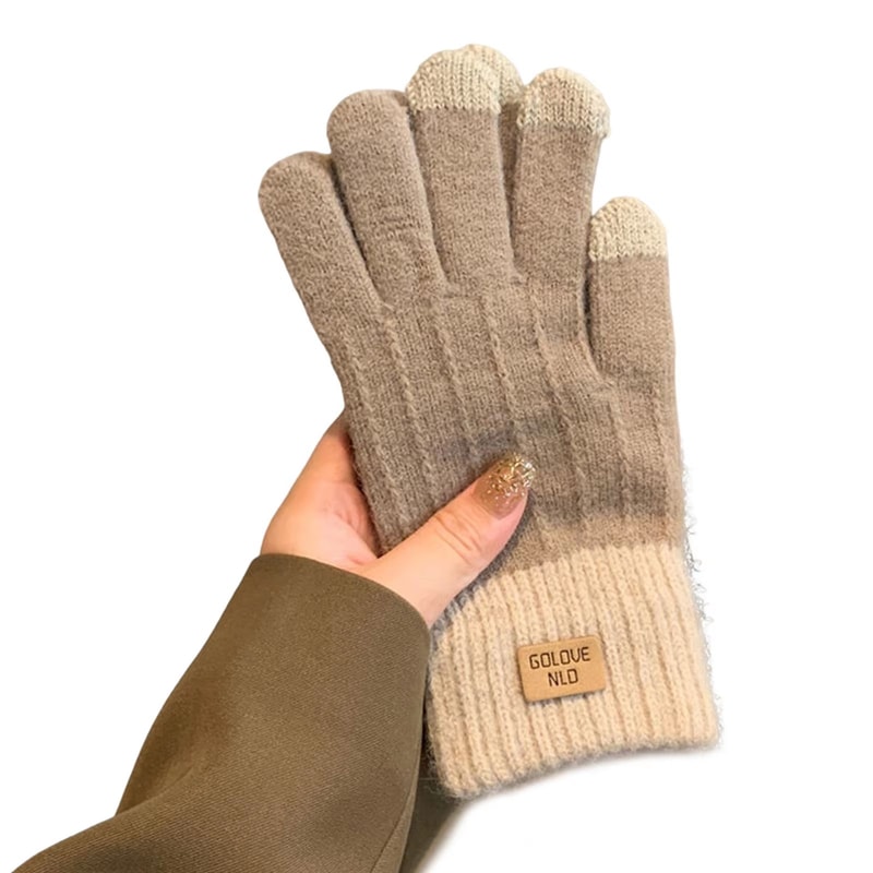 Womens Cable Knit FleeceLined TouchScreen Winter Gloves 10