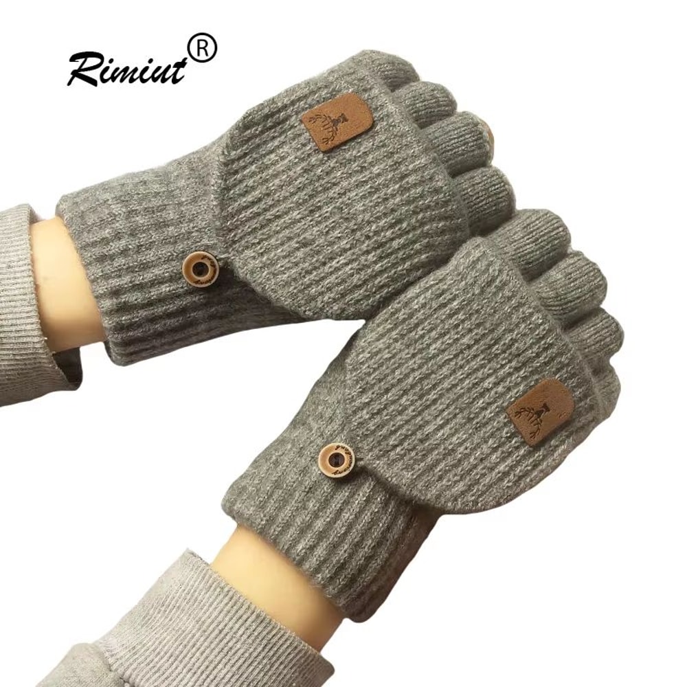 Knitted Fingerless Winter Gloves Thicken Warm TouchScreen HalfFinger Gloves For Men Women 0