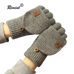 knitted fingerless winter gloves - thicken warm touch-screen half-finger gloves for men & women