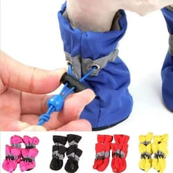 waterproof anti-slip pet dog shoes - 4-piece warm snow rain boots for small dogs & cats
