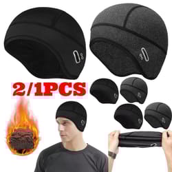 winter thermal cycling cap outdoor fleece helmet liner for men sports beanie