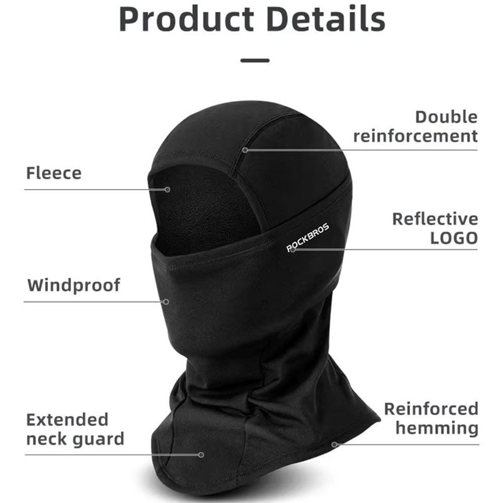ROCKBROS Full Face Mask Warm Winter Balaclava Helmet Liner For Outdoor Sports 2