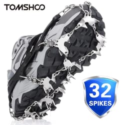 tomshoo 32-teeth ice gripper spikes for shoes anti-slip snow and ice crampons cleats boots cover