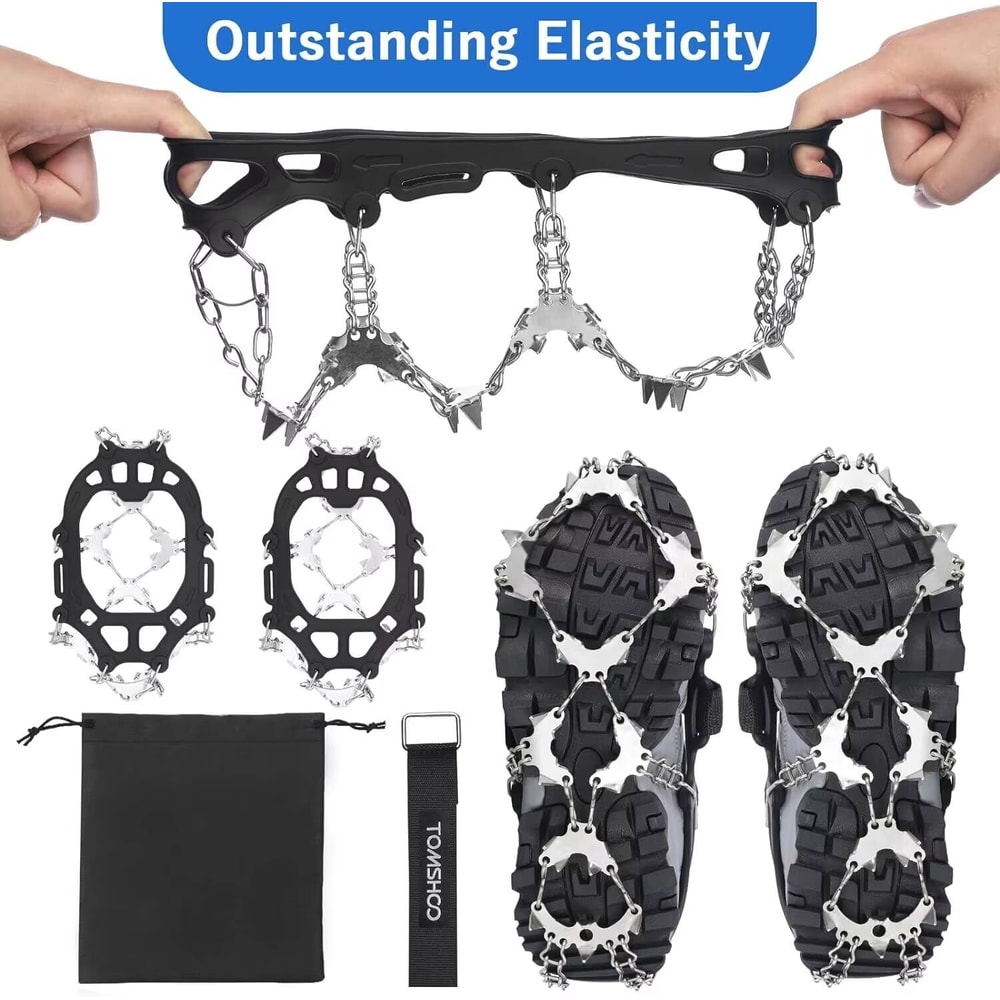 Tomshoo 32Teeth Ice Gripper Spikes For Shoes AntiSlip Snow And Ice Crampons Cleats Boots Cover 2