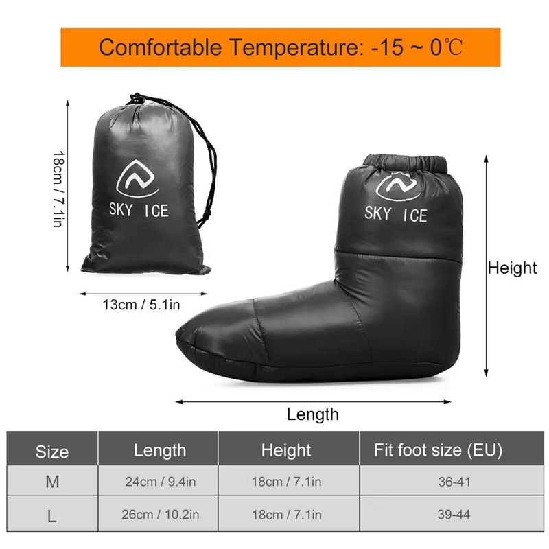 Winter Thermal 90 White Duck Down Waterproof Sleeping Boot Slipper Booties For Warm Feet 2