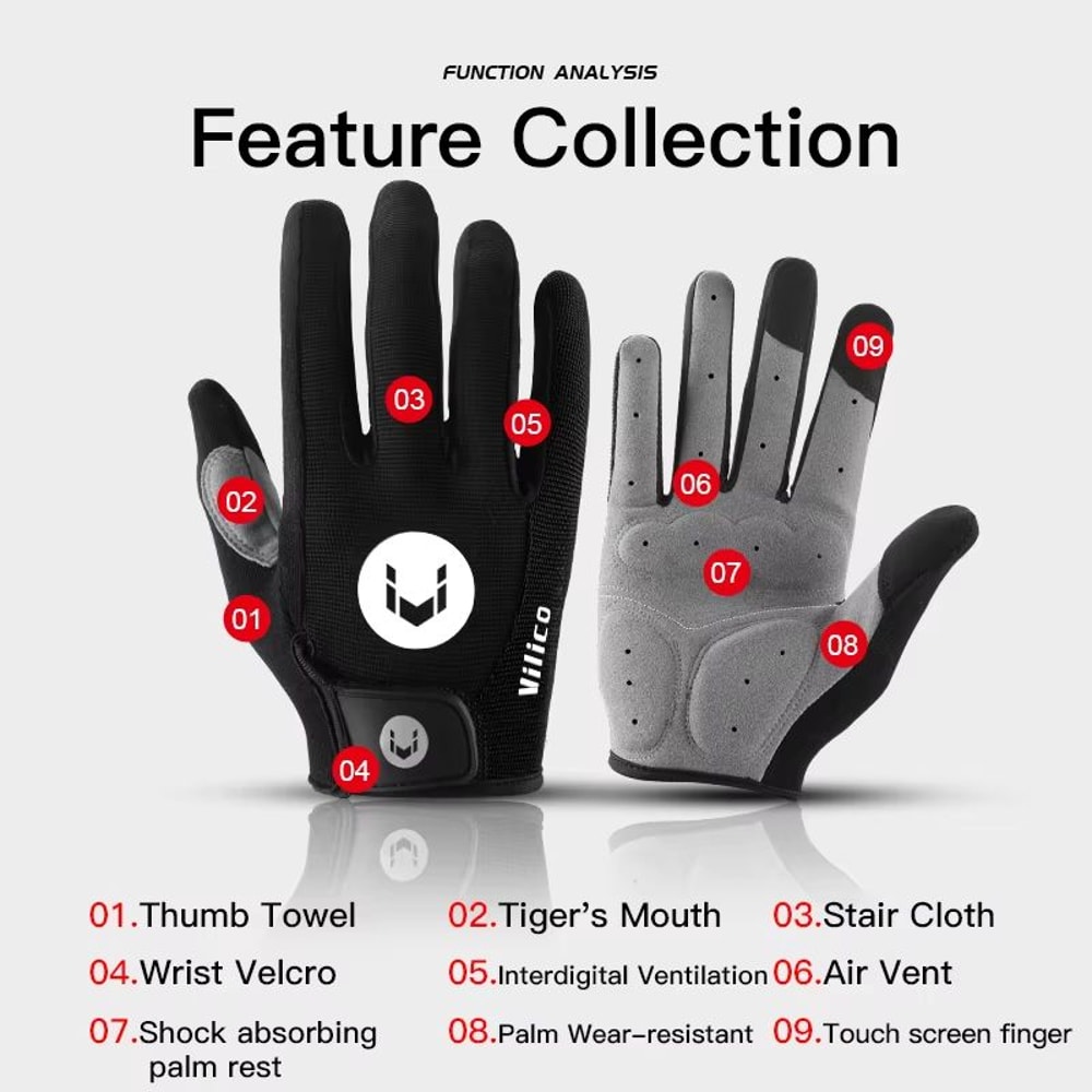 Autumn Winter MTB Long Finger Cycling Gloves NonSlip ShockProof Breathable TouchScreen Gloves For M 3