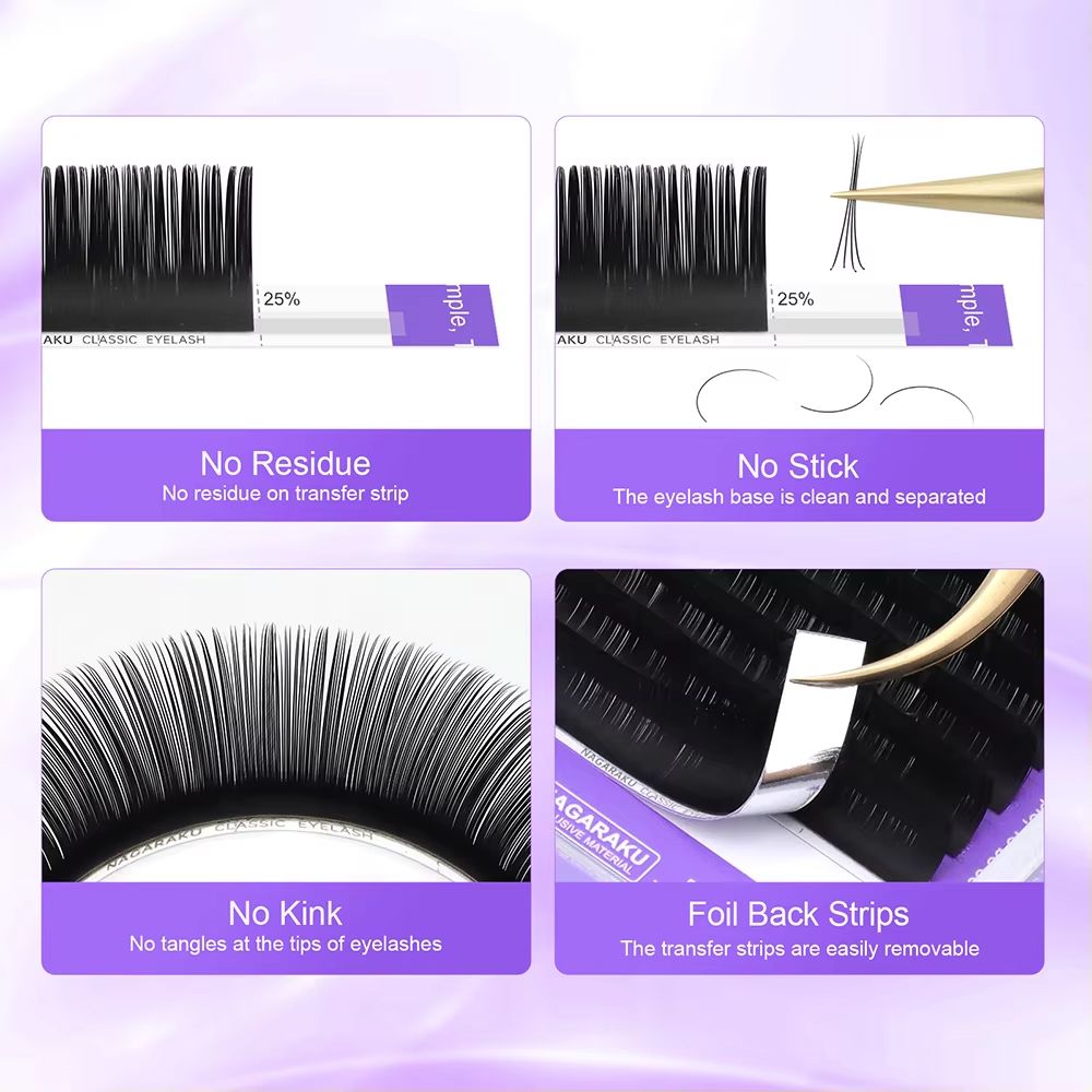 NAGARAKU 16Row Classic Individual Eyelash Extension Lashes Matte Black Professional Soft Natural 3