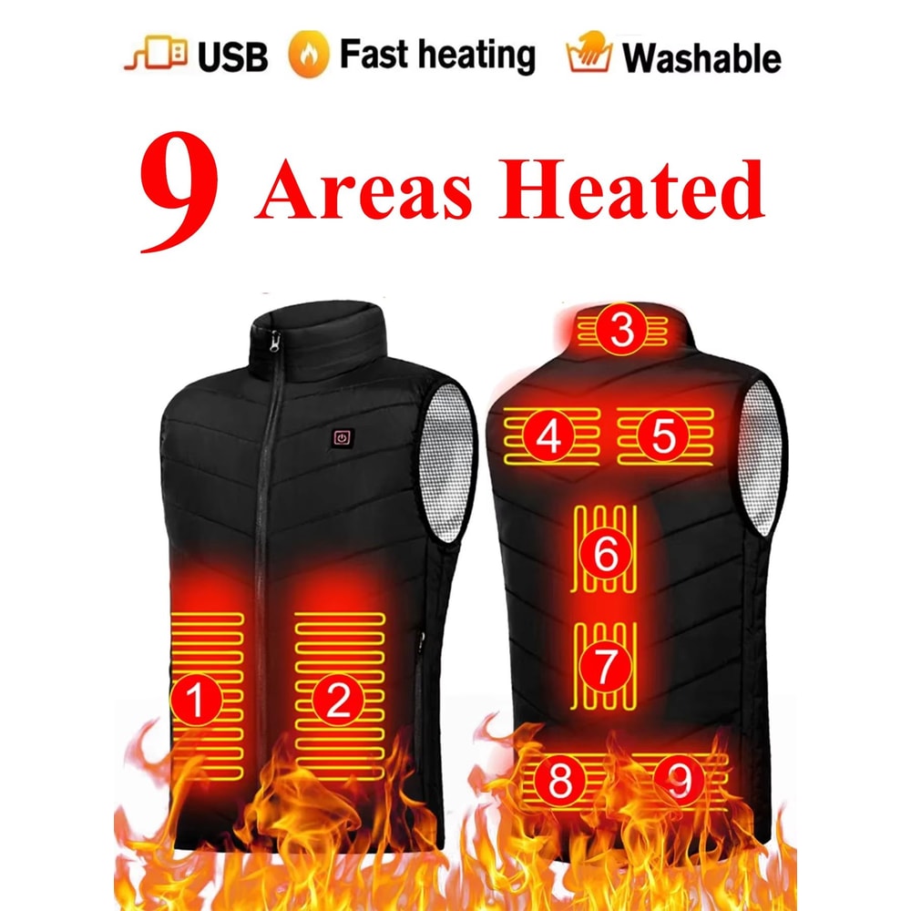 Electric Heated Vest With 9 Warmth Zones USB Powered Body Warmer For Men And Women 0