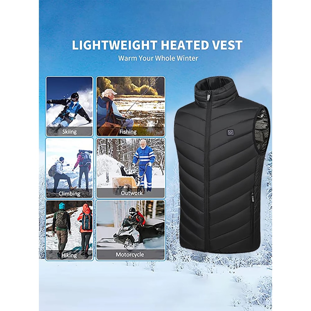 Electric Heated Vest With 9 Warmth Zones USB Powered Body Warmer For Men And Women 4