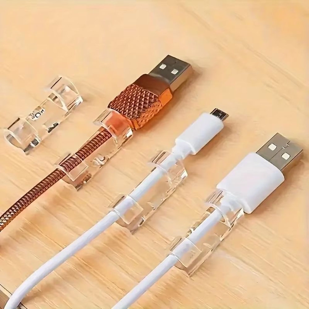 Clear Plastic Cable Clips Transparent Wire Organizers With Adhesive Backing 20010 Pieces 1