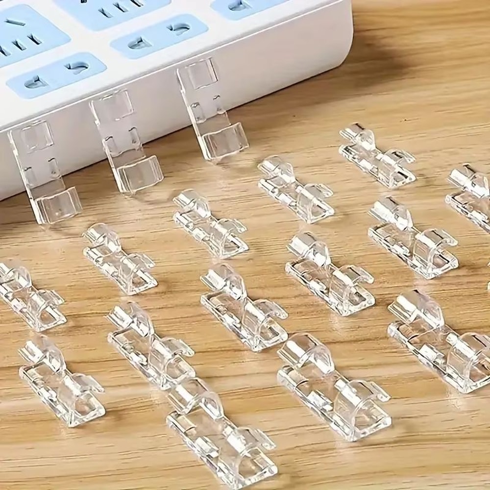 Clear Plastic Cable Clips Transparent Wire Organizers With Adhesive Backing 20010 Pieces 6