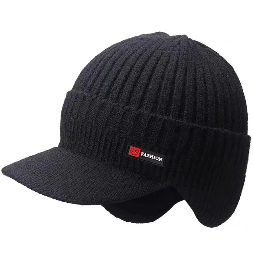 Winter Windproof Knitted Cycling Hat With Ear Protection And Visor 1