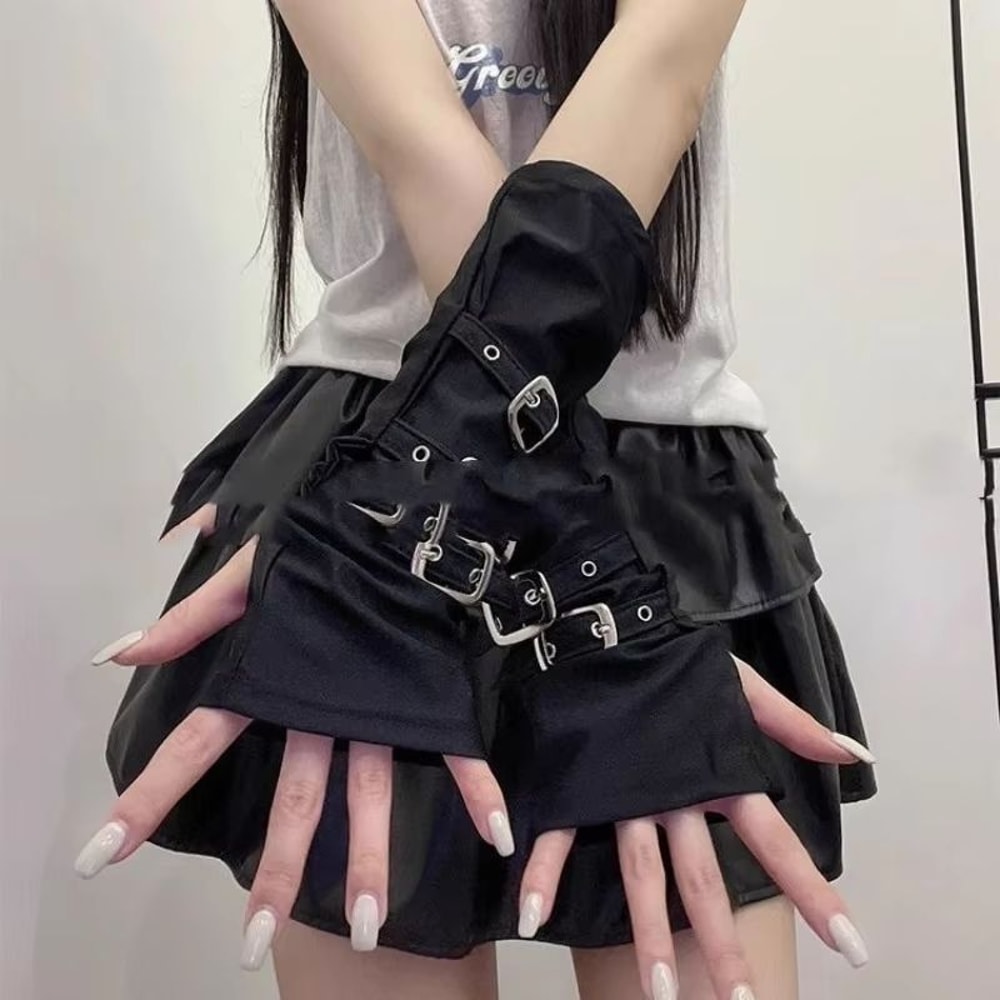 Personalized Y2K Punk Fingerless Buckle Gloves For Women 1