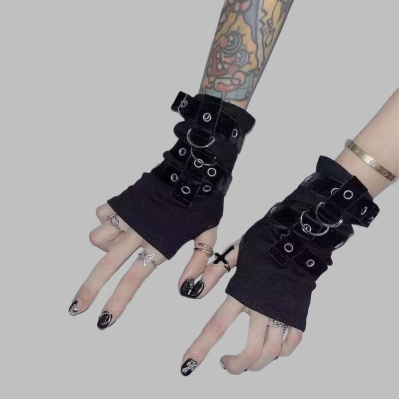 Personalized Y2K Punk Fingerless Buckle Gloves For Women 8