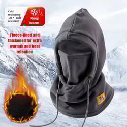 unisex winter ski hat with fleece lining and thick knitted balaclava neck warmer