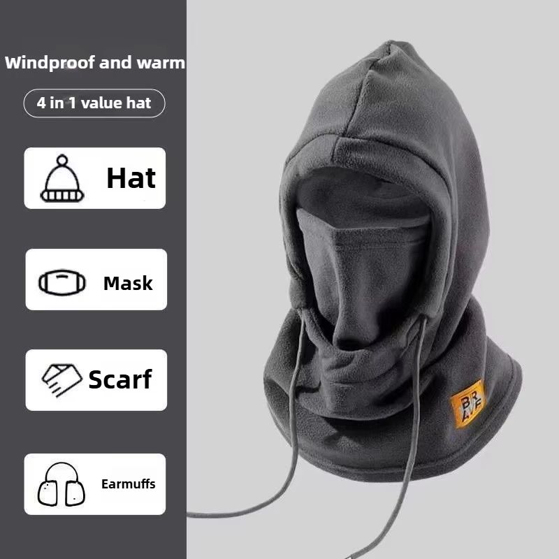 Unisex Winter Ski Hat With Fleece Lining And Thick Knitted Balaclava Neck Warmer 1