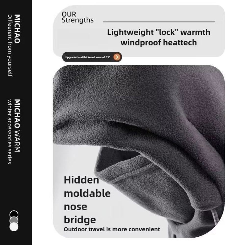 Unisex Winter Ski Hat With Fleece Lining And Thick Knitted Balaclava Neck Warmer 2