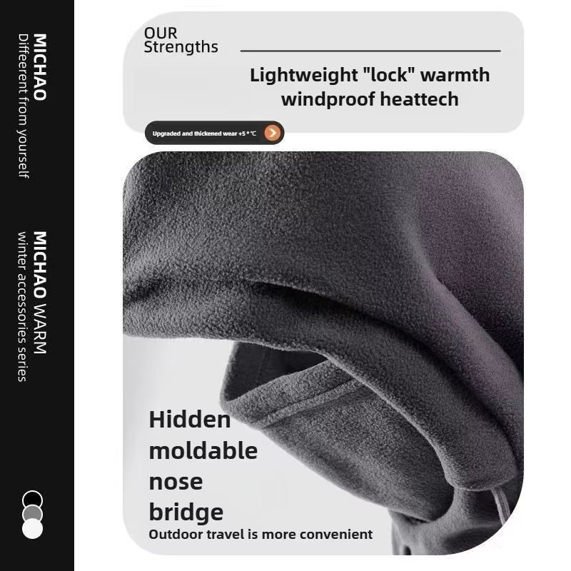 Unisex Winter Ski Hat With Fleece Lining And Thick Knitted Balaclava Neck Warmer 2