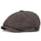 Mens Vintage Striped Herringbone Octagonal Beret Hat 2