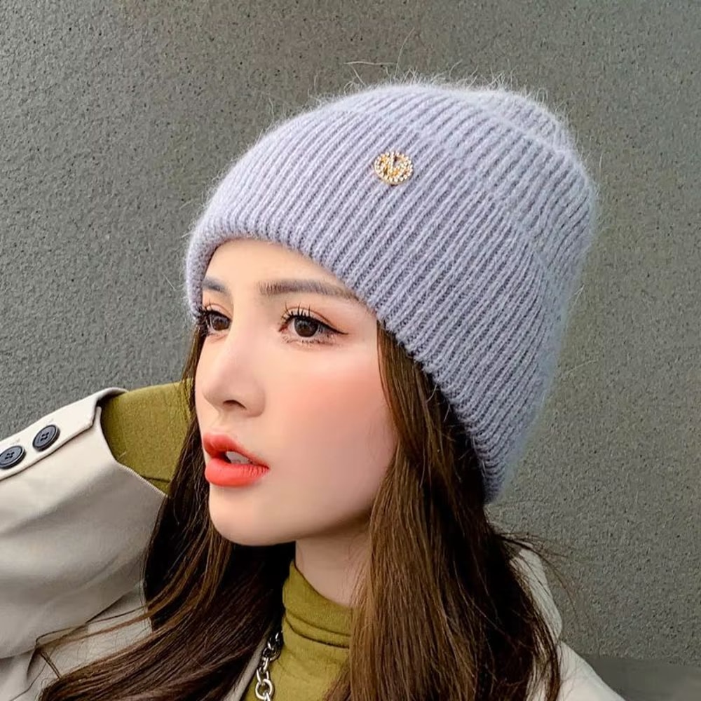 Womens Winter Windproof Layered Knitted Beanie Hat 4