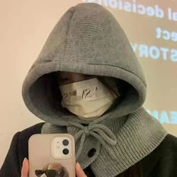 women's winter windproof balaclava hat and button scarf set