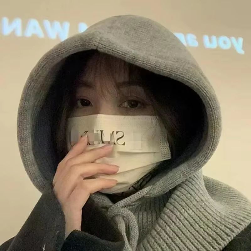 Womens Winter Windproof Balaclava Hat And Button Scarf Set 1