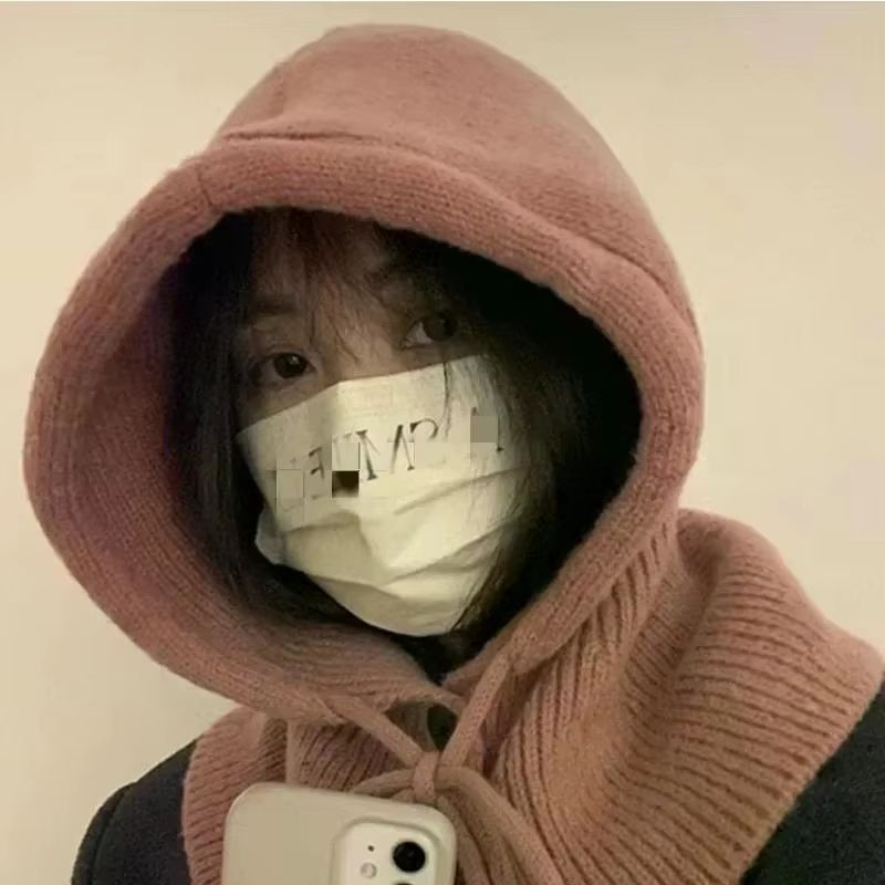 Womens Winter Windproof Balaclava Hat And Button Scarf Set 3