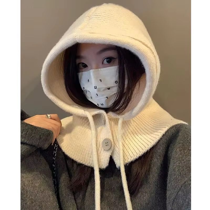 Womens Winter Windproof Balaclava Hat And Button Scarf Set 6