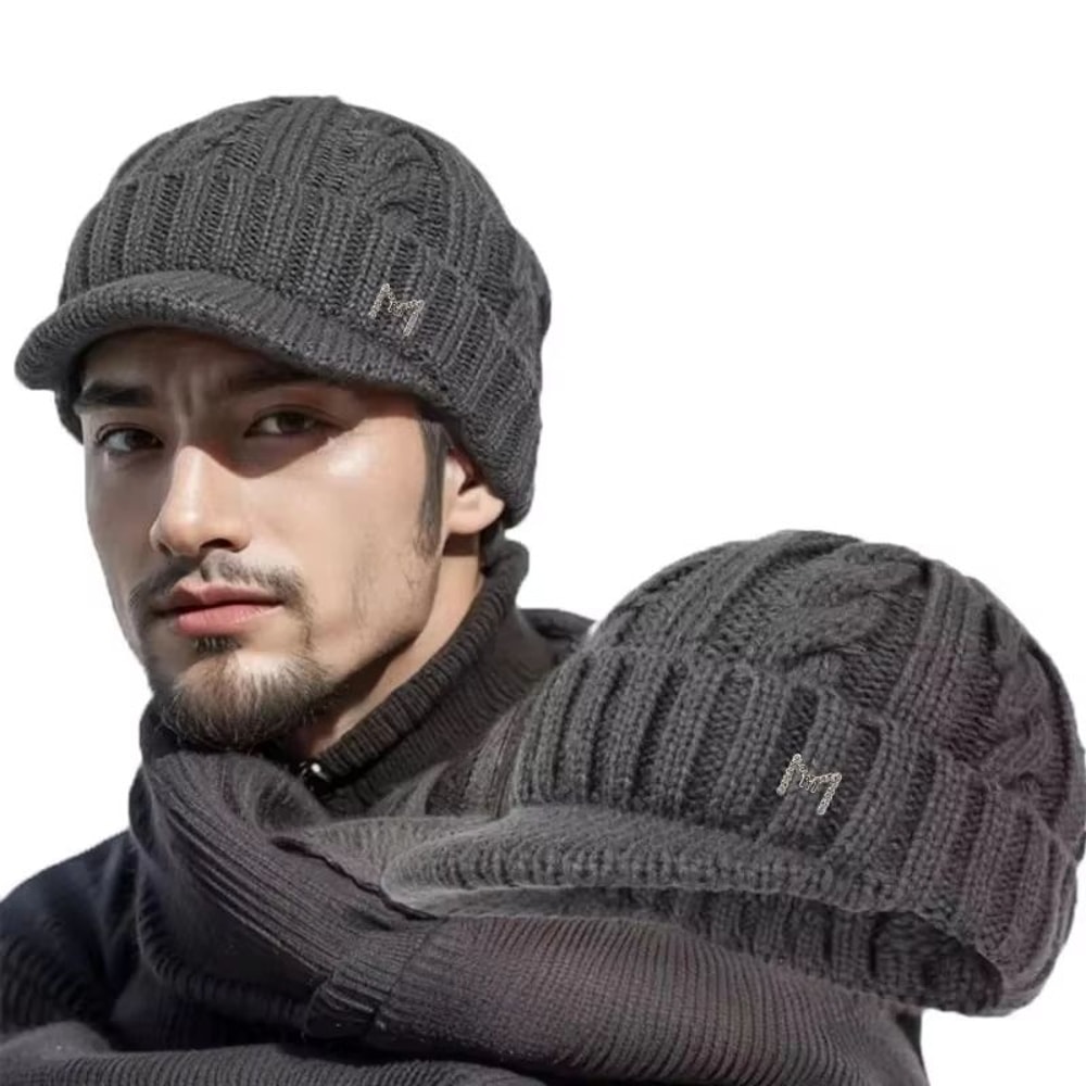 Unisex Winter Fleece Beanie With Brim For Outdoor Sports 2