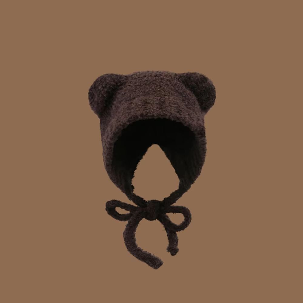 Womens Cute Bear Ear Knitted Winter Beanie Hat 9