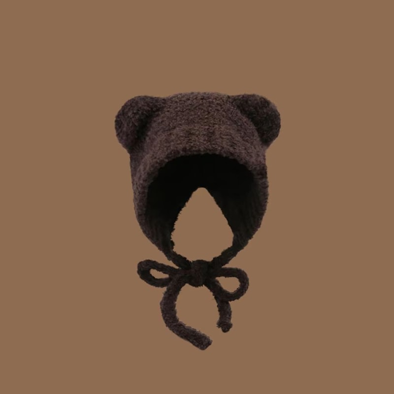 Womens Cute Bear Ear Knitted Winter Beanie Hat 9