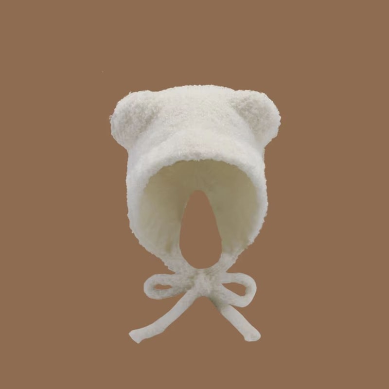 Womens Cute Bear Ear Knitted Winter Beanie Hat 3
