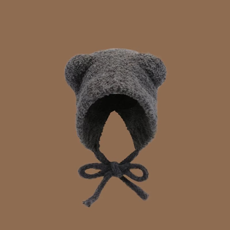 Womens Cute Bear Ear Knitted Winter Beanie Hat 6