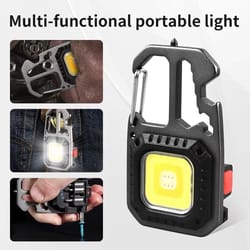 ultra small rechargeable cob keychain led light with multi-function tools