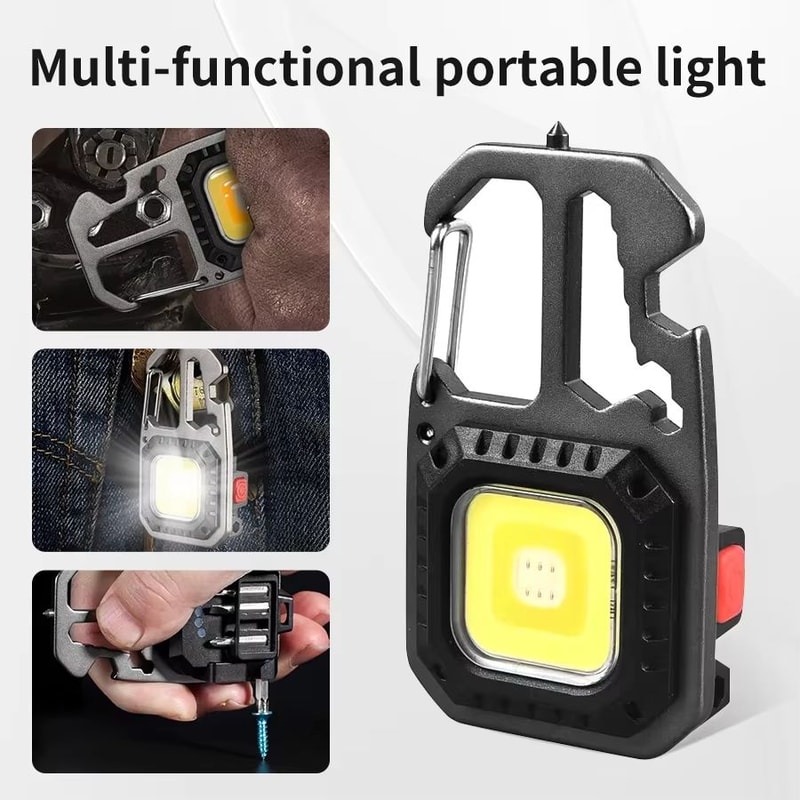 Ultra Small Rechargeable COB Keychain LED Light With MultiFunction Tools 0
