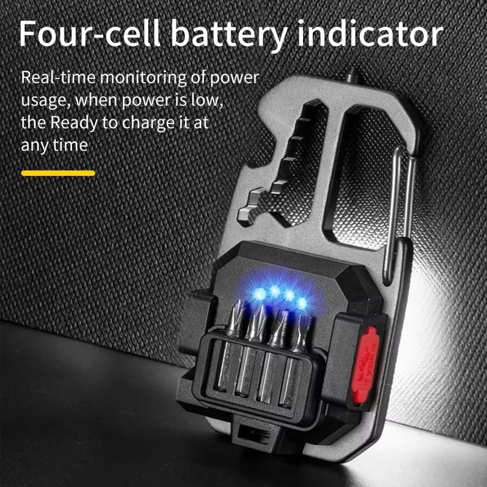 Ultra Small Rechargeable COB Keychain LED Light With MultiFunction Tools 3
