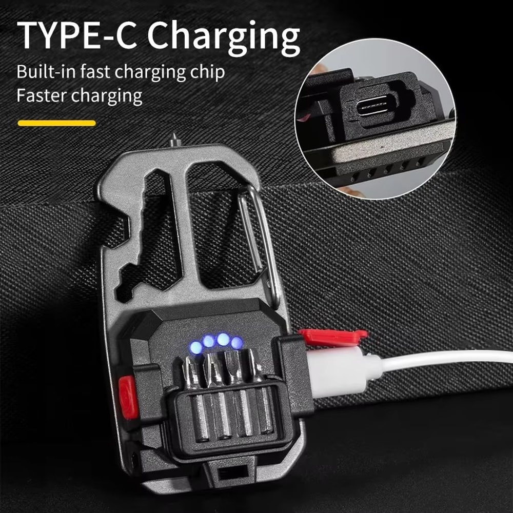 Ultra Small Rechargeable COB Keychain LED Light With MultiFunction Tools 4