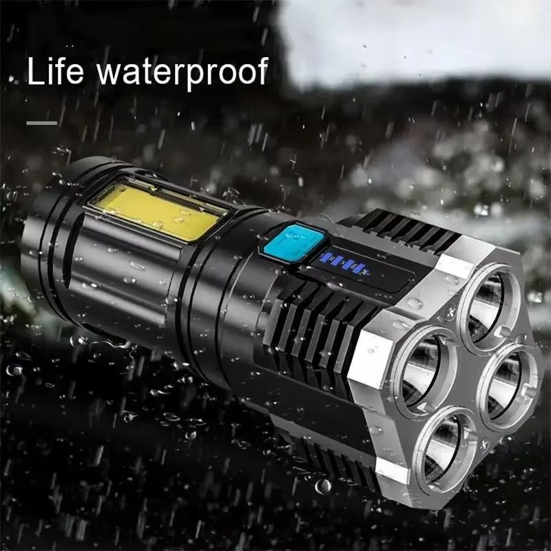 High Power Rechargeable LED Flashlight With COB Side Light And Lantern 2