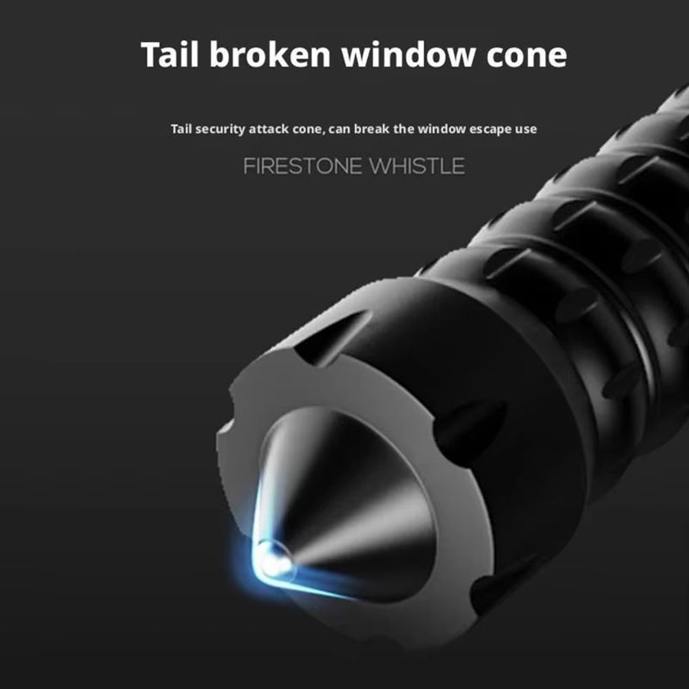 Rechargeable Tactical SelfDefense Flashlight With Window Breaker And Emergency Tool 1