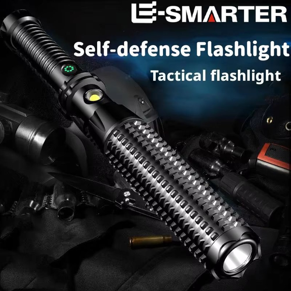 Rechargeable Tactical SelfDefense Flashlight With Window Breaker And Emergency Tool 3