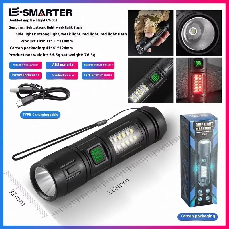 Rechargeable Bright LED Flashlight With Built N Battery For Outdoor Activities 5