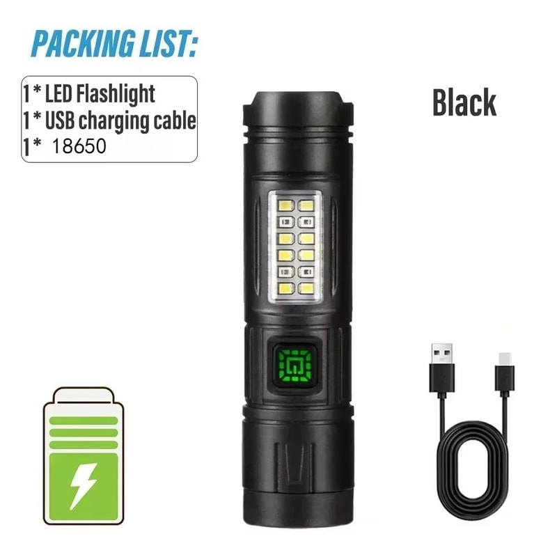 Rechargeable Bright LED Flashlight With Built N Battery For Outdoor Activities 6