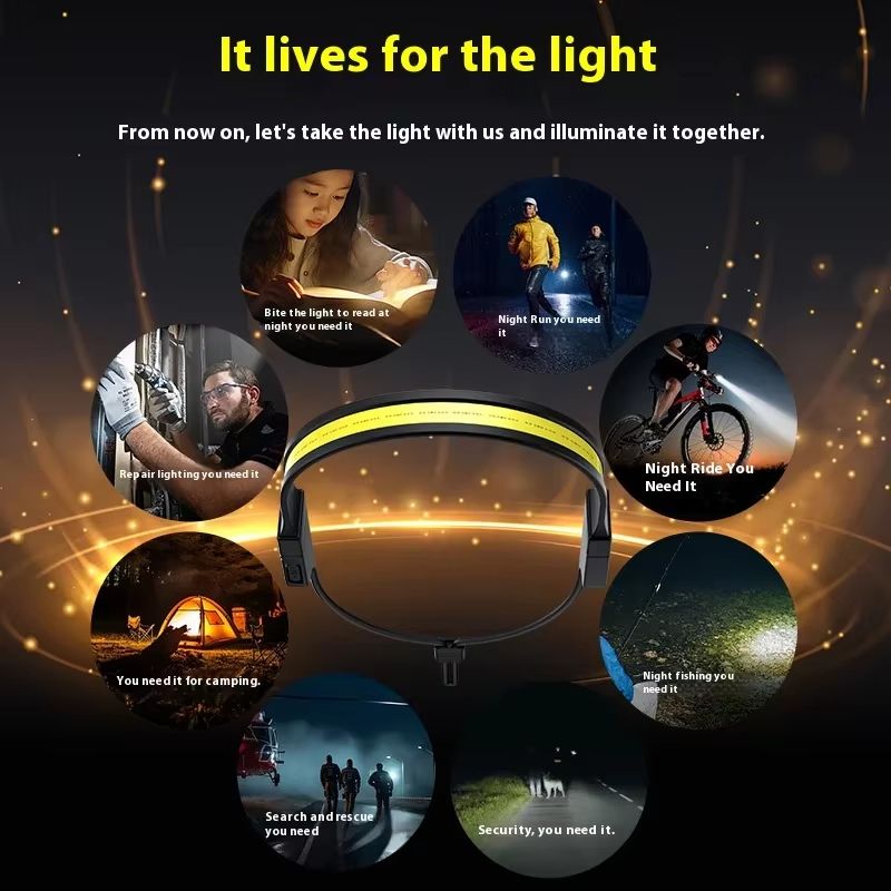 USB Rechargeable Digital Display LED Headlamp With COB Light 5